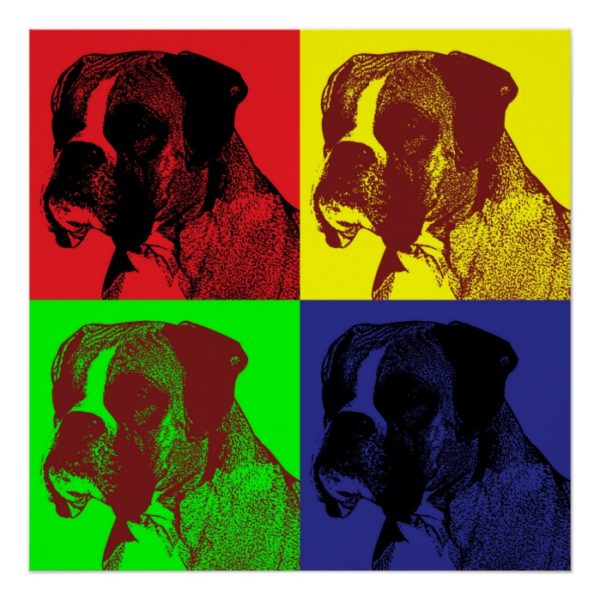 Boxer Dog Pop Art Style Poster