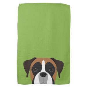 Boxer Dog Portrait Illustration Hand Towel