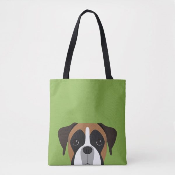 Boxer Dog Portrait Illustration Tote Bag