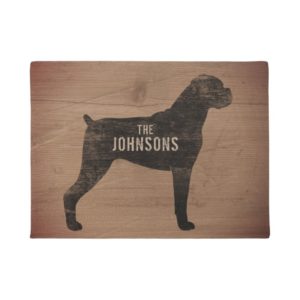 Boxer Dog Silhouette Rustic Style Custom Doormat
