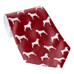 Boxer Dog Silhouettes Pattern (Cropped Ears) Tie