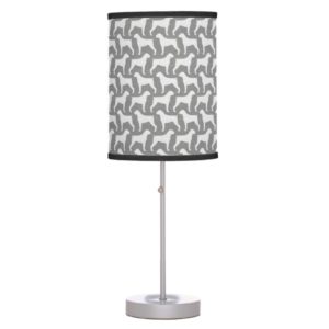Boxer Dog Silhouettes Pattern Grey Table Lamp