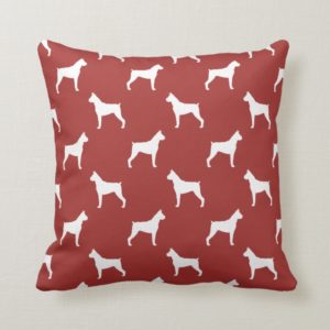 Boxer Dog Silhouettes Pattern Throw Pillow