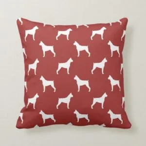 Boxer Dog Silhouettes Pattern Throw Pillow