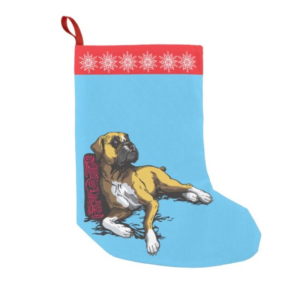 boxer dog small christmas stocking