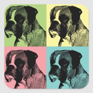 Boxer Dog Stamper Pop Art Square Sticker
