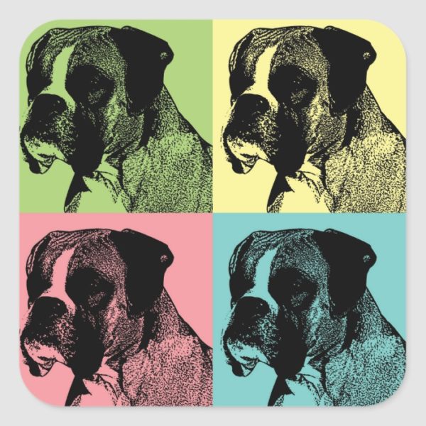 Boxer Dog Stamper Pop Art Square Sticker