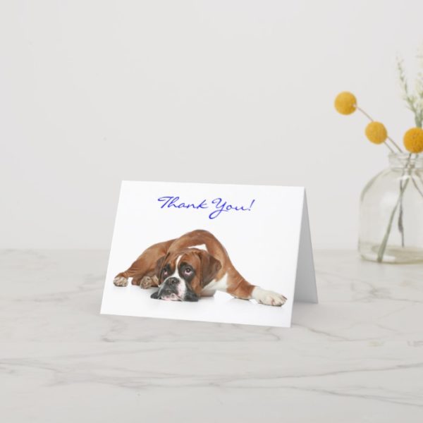 Boxer Dog Thank You  Notecard - Thank You Inside