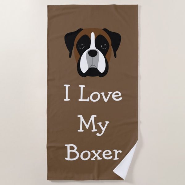 Boxer Dog Theme Love Beach Towel