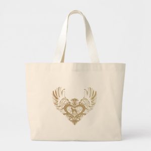 Boxer Dog Winged Heart Large Tote Bag