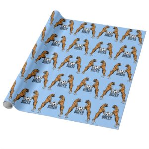 boxer dogs with soccer ball wrapping paper