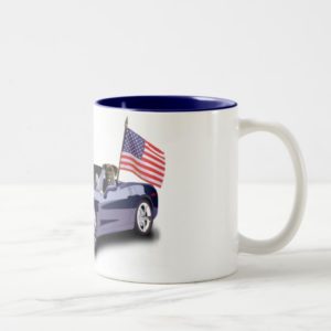 Boxer in blue sportscar mug