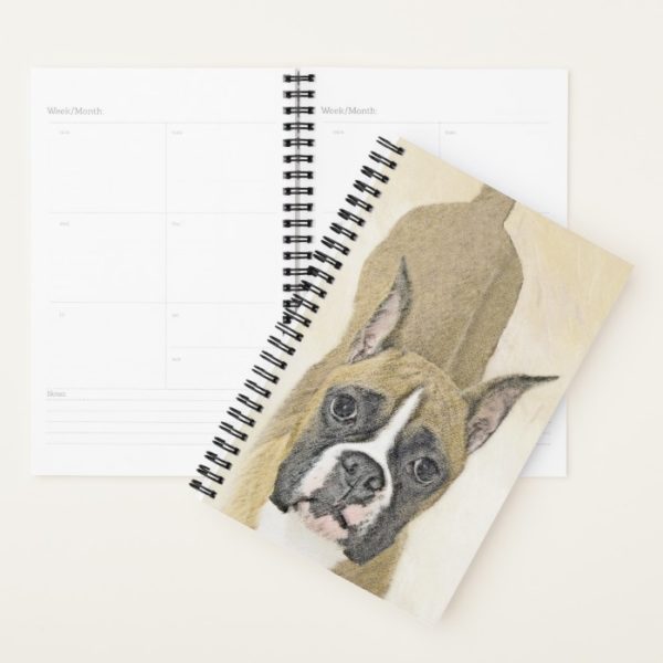 Boxer Painting - Cute Original Dog Art Planner