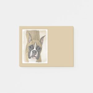 Boxer Painting - Cute Original Dog Art Post-it Notes