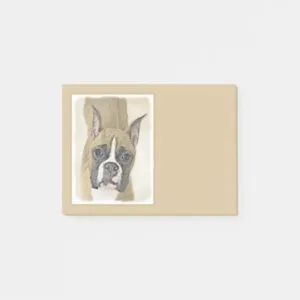 Boxer Painting - Cute Original Dog Art Post-it Notes