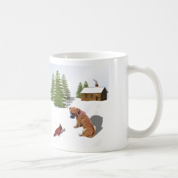 Boxer Pup and Cardinal Coffee Mug
