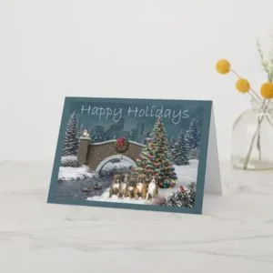 Boxer Puppies Christmas Evening Greeting Card
