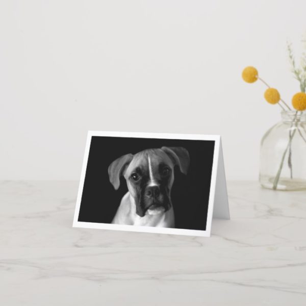 Boxer Puppy Dog Black And White Notecard
