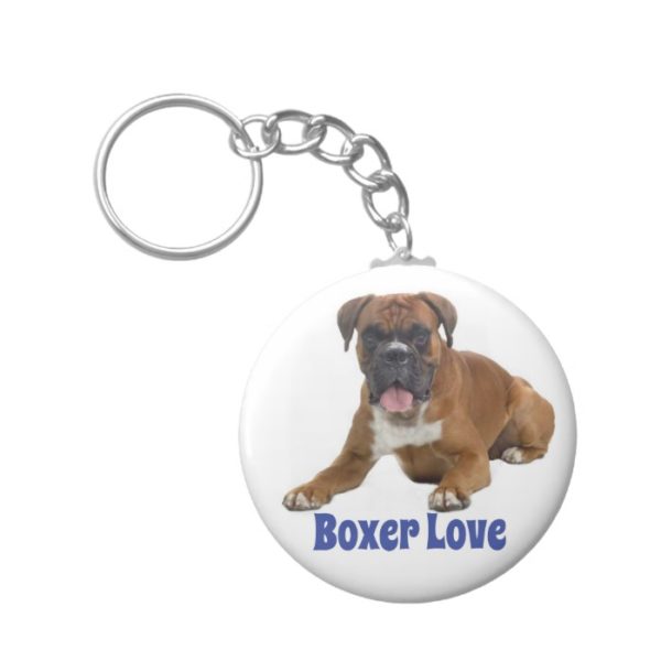 Boxer Puppy Dog Blue Love Keychain