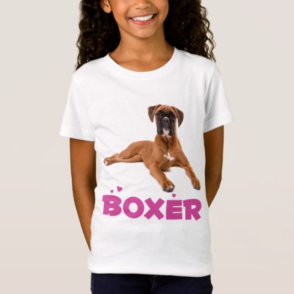 Boxer Puppy Dog Purple Love Girls Tee Shirt