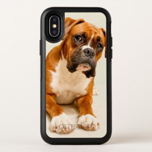 Boxer puppy on ivory OtterBox iPhone case