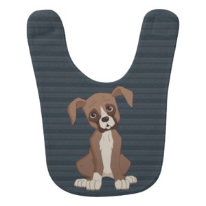Boxer puppy on Navy Blue Pattern Background Baby Bib