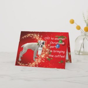 Boxer with Coffee Christmas Holiday Card