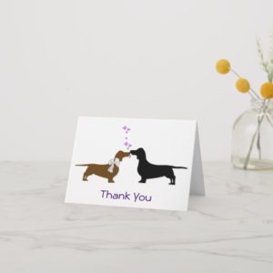 Bride and Groom Dachshunds Wedding Thank You Card