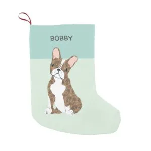 Brindle Boston Terrier Illustration Small Christmas Stocking