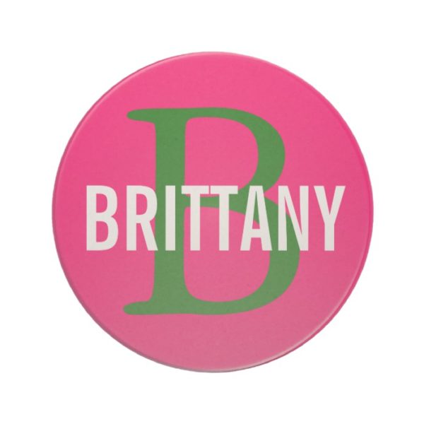Brittany Breed Monogram Design Sandstone Coaster