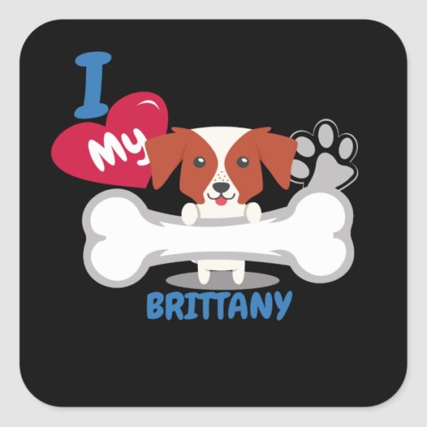 BRITTANY Cute Dog Gift Idea Funny Dogs Square Sticker