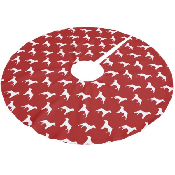 Brittany Dog Silhouettes Pattern Red Brushed Polyester Tree Skirt