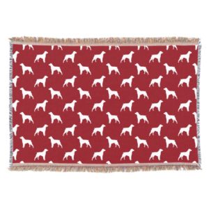 Brittany Dog Silhouettes Pattern Red Throw