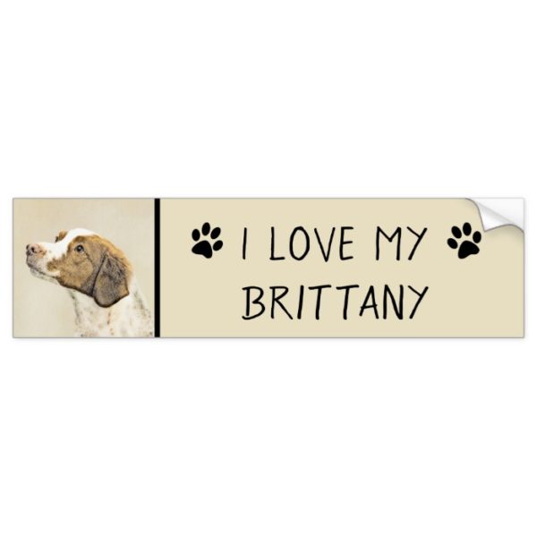 Brittany Painting - Cute Original Dog Art Bumper Sticker