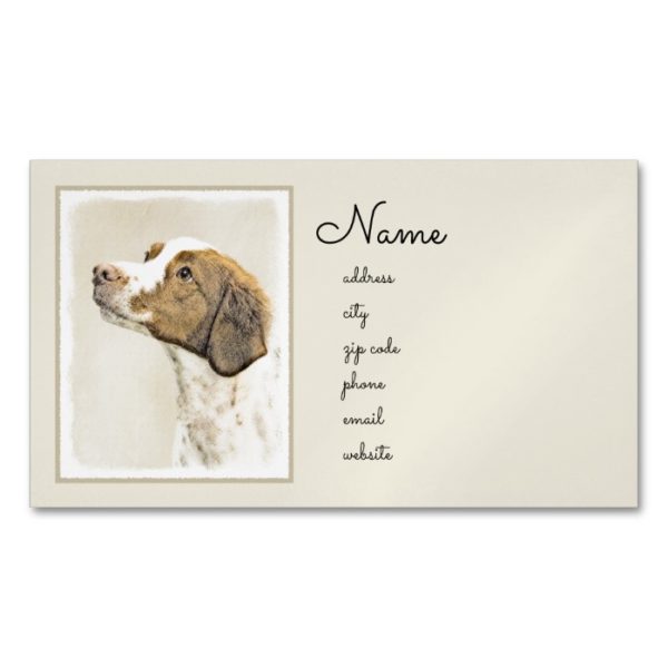 Brittany Painting - Cute Original Dog Art Business Card Magnet