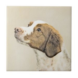 Brittany Painting - Cute Original Dog Art Ceramic Tile