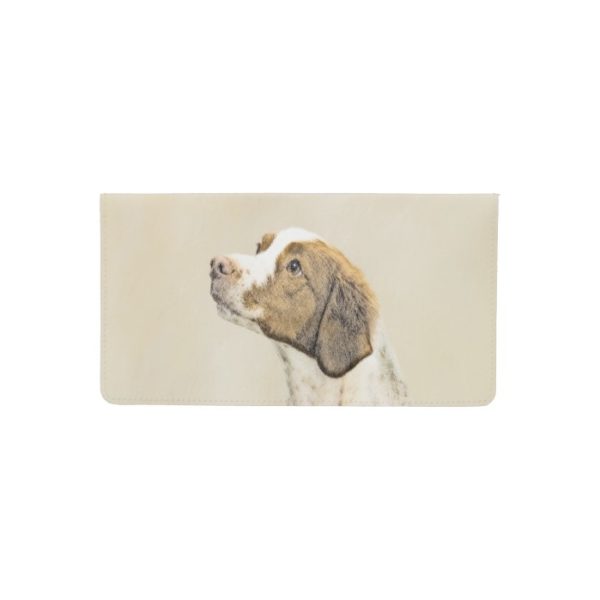 Brittany Painting - Cute Original Dog Art Checkbook Cover