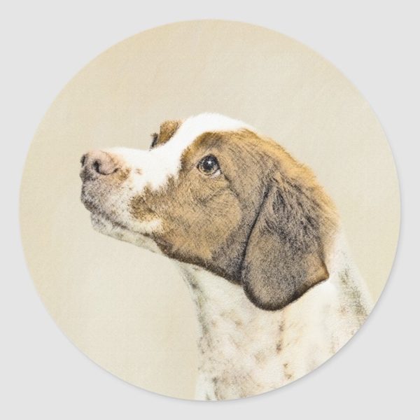Brittany Painting - Cute Original Dog Art Classic Round Sticker