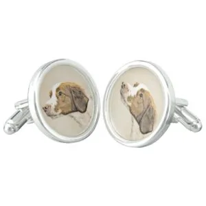 Brittany Painting - Cute Original Dog Art Cufflinks