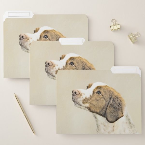 Brittany Painting - Cute Original Dog Art File Folder