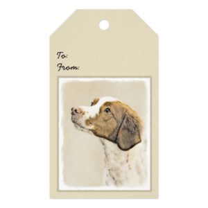 Brittany Painting - Cute Original Dog Art Gift Tags