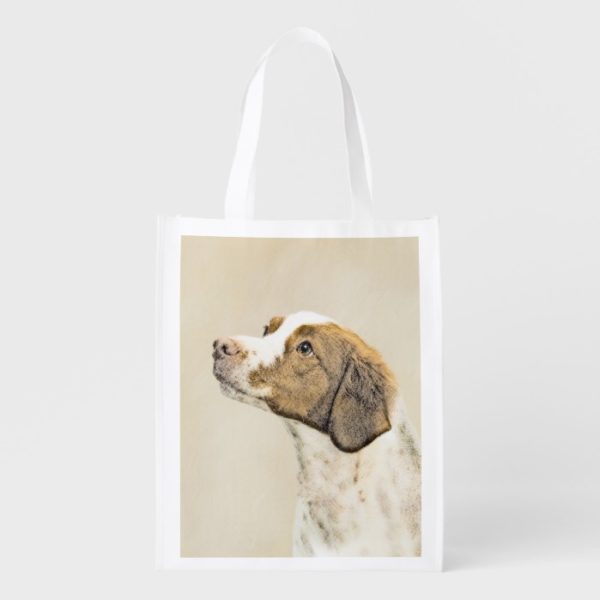 Brittany Painting - Cute Original Dog Art Grocery Bag
