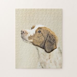 Brittany Painting - Cute Original Dog Art Jigsaw Puzzle