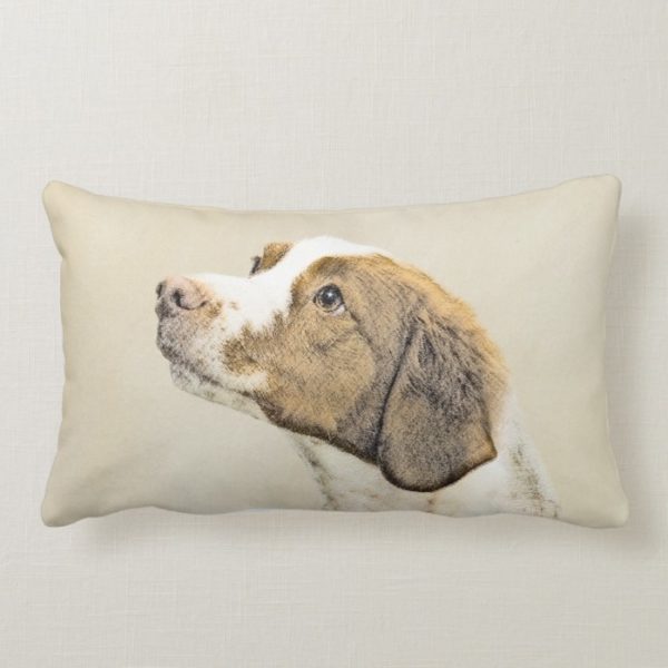 Brittany Painting - Cute Original Dog Art Lumbar Pillow