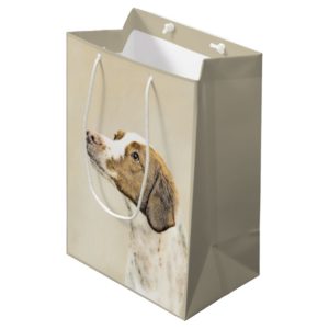 Brittany Painting - Cute Original Dog Art Medium Gift Bag