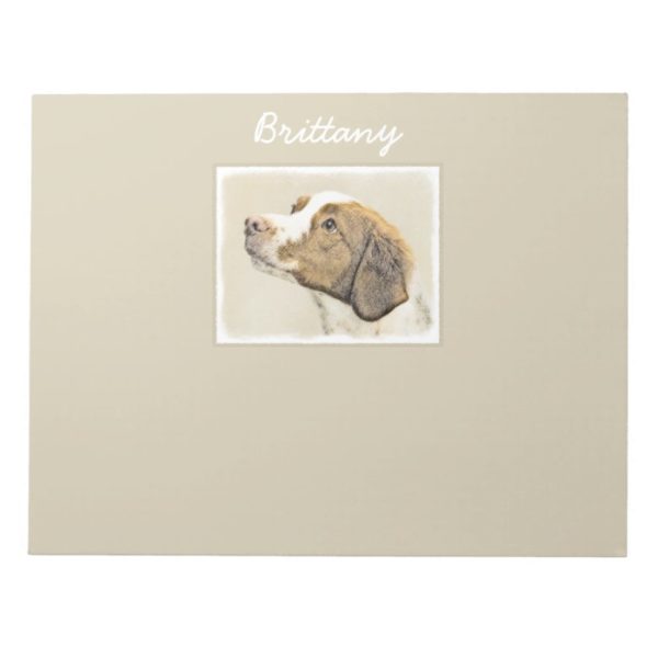 Brittany Painting - Cute Original Dog Art Notepad
