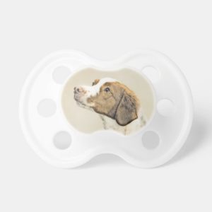 Brittany Painting - Cute Original Dog Art Pacifier