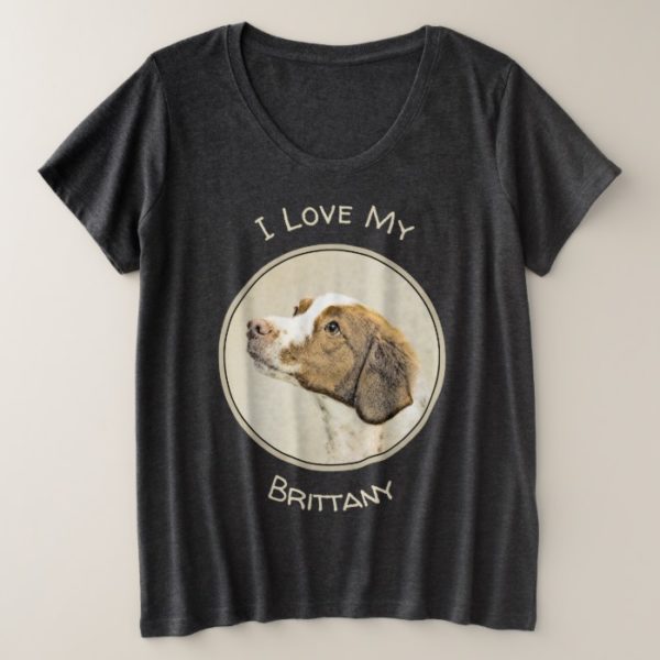 Brittany Painting - Cute Original Dog Art Plus Size T-Shirt