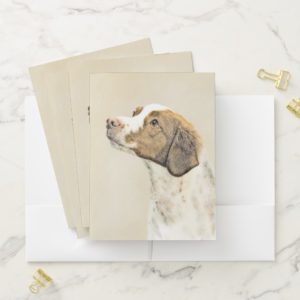 Brittany Painting - Cute Original Dog Art Pocket Folder