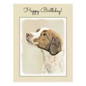 Brittany Painting - Cute Original Dog Art Postcard